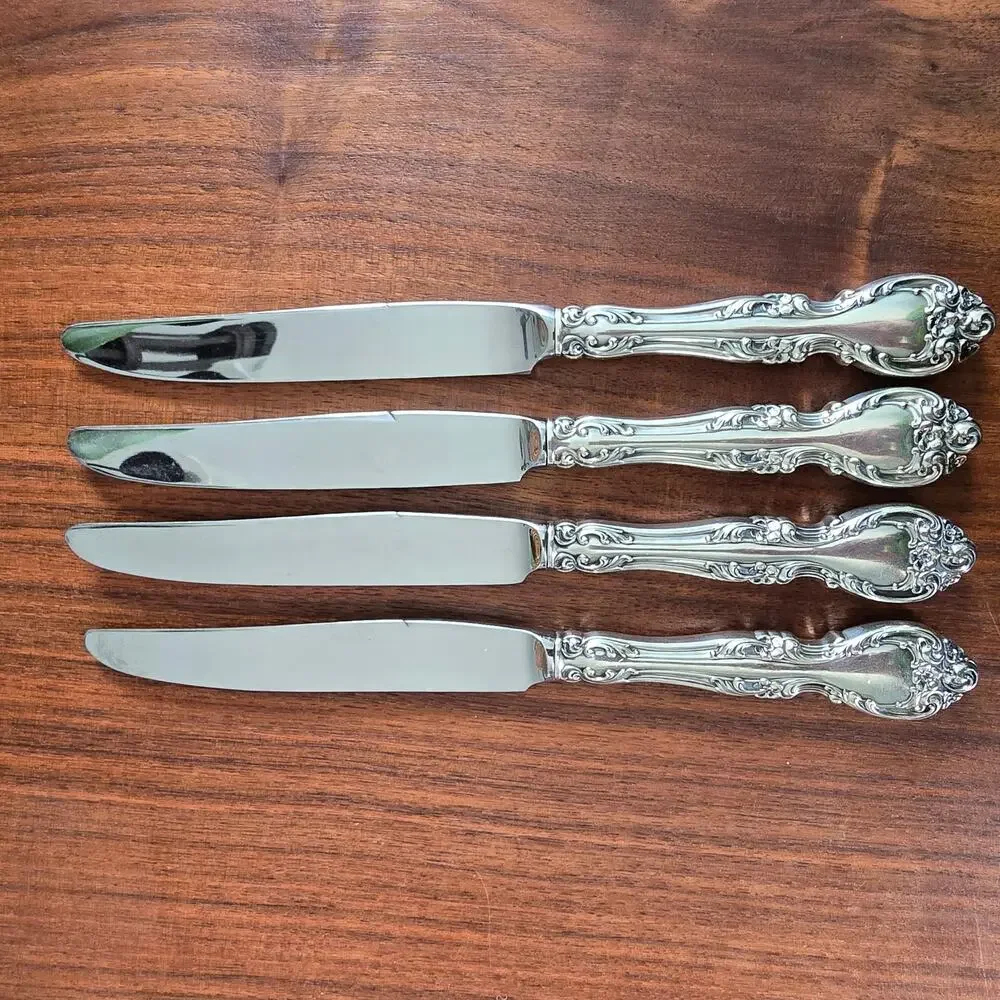 Gorham Melrose Sterling Silver Dinner Knives 4 Hollow Handle Stainless No Mono